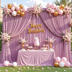 20x10ft Dusty Pink Backdrop Curtain for Wedding Parties Wrinkle Free Fabric Pink Drapes Backdrop Decoration for Baby Shower Birthday Photography Decoration 4 Panels, 5ft x 10ft - Image 2