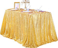 90x132inch Rectangle Sparkly Gold Sequin Tablecloth Wedding Glitter Drapes by QueenDream