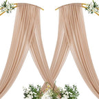 Sheer Gauze Wedding Arch Draping Fabric 29" x 20 FT 4 Panels Nude - Image 4