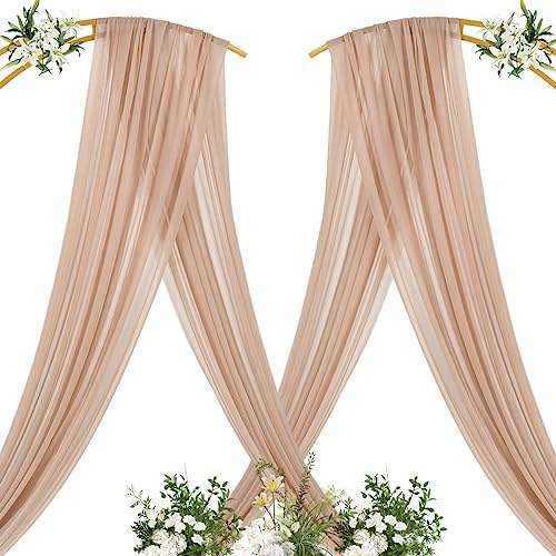 Sheer Gauze Wedding Arch Draping Fabric 29" x 20 FT 4 Panels Nude - Image 4