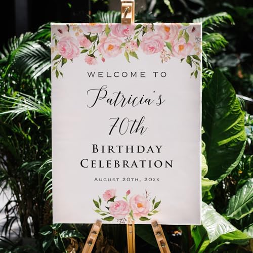 Printed Light Pink Birthday Celebration Welcome Sign, Personalized Blush Pink Birthday Party Decorative Sign, Customized Poster Board Canvas - Image 3
