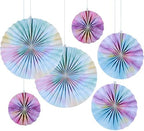 Fun Express 8" – 16" Pastel Watercolor Hanging Paper Fan Decorations - 6 Pc. by FunExpress