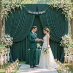10x10ft Dark Green Curtains Backdrop for Wedding Parties Wrinkle Free Green Curtains Photo Backdrop Drapes for Photography Birthday Baby Shower Soft Fabric Party Backgournd for Photoshoot - Image 6