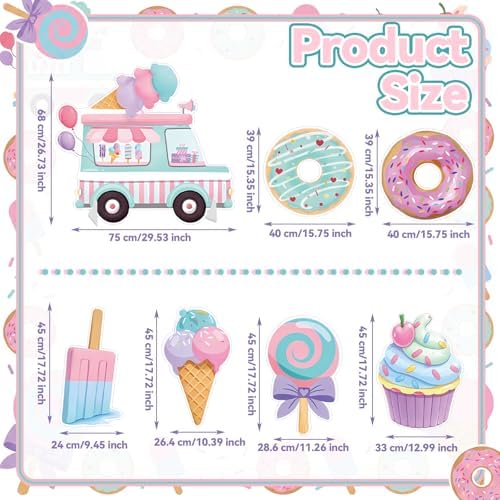 7 Pcs Large Candyland Party Decorations with Stands, Dessert Props - Image 3