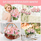 Zeyune 8 Pcs 13.4 Inch Artificial Flowers Bouquet,Peony,Pink - Image 5