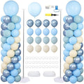 Dusty Blue White Balloons Stand Column Kits 2 Sets Balloon Towers by ZyloonDecoration