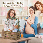 Wooden Baby Shower Crate Closet, Baby Basket with Handle, Personalized Baby Gifts Basket, Storage Basket, Newborn Boy Girl Welcome Gift for New Mom Parents - Image 2