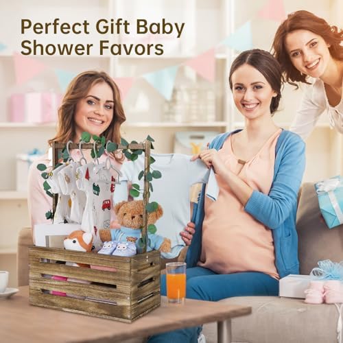 Wooden Baby Shower Crate Closet, Baby Basket with Handle, Personalized Baby Gifts Basket, Storage Basket, Newborn Boy Girl Welcome Gift for New Mom Parents - Image 2