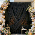 40ftx12ft Wrinkle Free Black Backdrop Curtain for Parties, 8 Panels Silky Polyester Photo Backdrop Drapes 12 ft Long Back Drop Cloth for Wedding Birthday Graduation Photography Background Draping by Htper