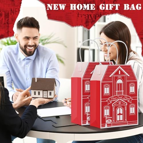 Colarr 50 Pcs House Shaped Gift Bag Real Estate Agent Supplies, Red - Image 4