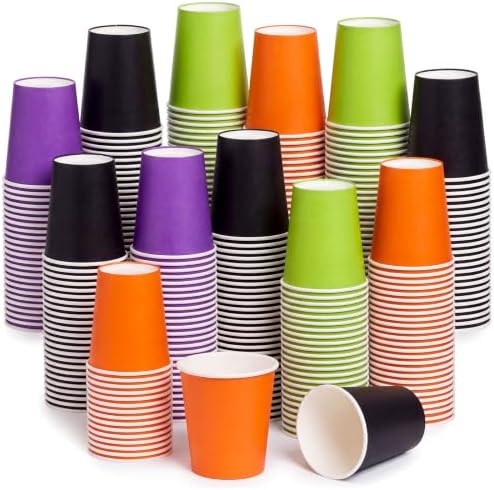 300 Pack 8 oz Halloween Disposable Paper Cups for Halloween Birthday Party by Mimorou
