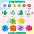 Geyee 40 Pcs Mexican Giant Paper Flowers Leaves Set, 24 Pcs Large Mexico Tissue Paper Flowers and 16 Green Leaves for Mexican Party Wedding Archway Fiesta Birthday Decoration 20" 10'' - Image 2