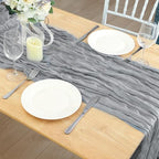 8 Pack Grey Cheesecloth Table Runner 120 Inch Boho Wedding Decor - Image 7