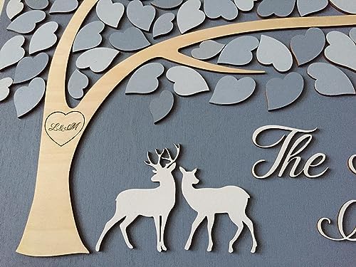 Custom Guest Book Alternative with Leaves to Sign, Wedding Sign in with Deer Under Tree, Rustic Wedding Guest Book, Wedding Sign in Welcome Sign (150 Leaves 24"x18") - Image 4