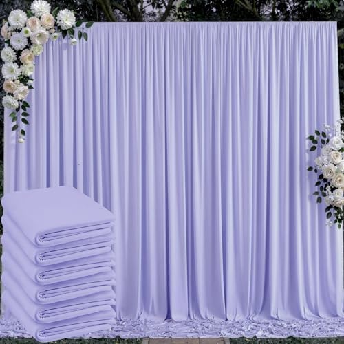 30 ft x 10 ft Wrinkle Free Lavender Backdrop Curtain for Parties, Polyester Light Purple Photo Backdrop Drapes 6 Panels 5x10ft for Baby Shower Photoshoot Wedding Birthday Party Photography Curtains by Outpain