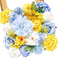 Serwalin Artificial Blue & Yellow Flowers, Silk Fake Flowers for Wedding by Serwalin