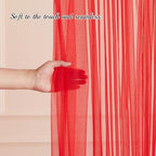 30×10ft Red Tulle Backdrop Curtain with Lights String for Parties, Sheer Photo Backdrop Curtains for Wedding Party Photography Background - Image 5