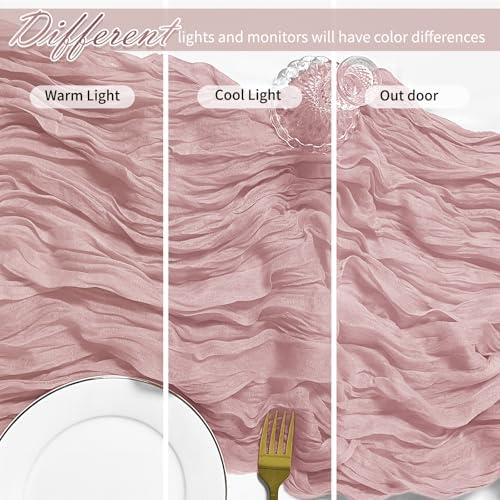 25 Pack Dusty Pink Cheesecloth Table Runner 17 x 108 Inch Gauze Table Runner Fabric Semi Sheer Cheese Cloth Table Decor Bulk for Rustic Romantic Wedding Baby Shower Table Decoration - Image 4