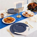 FLOWERCAT 100PCS Blue Plastic Plates - Heavy Duty Blue Disposable Plates for Memorial/Birthday Party/Graducation - Include 50PCS 10.25inch Dinner and 50PCS 7.5inch Dessert/Salad Plates for 50 Guests - Image 6