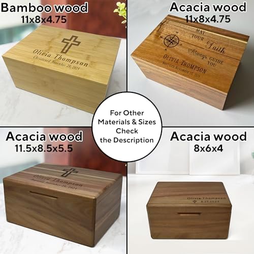 Baptism Memory Box Bamboo Wood, Personalized Baptism Gifts for Boys - Image 2
