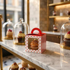 Restaurantware-Pastry Tek 4.5 Inch Individual Cupcake Boxes, 100 Polka Dots Cupcake Favor Boxes - Fits 1, With Window, Pink Paper Cupcake Gift Boxes, Built In Handle, For Weddings Or Parties - Image 4