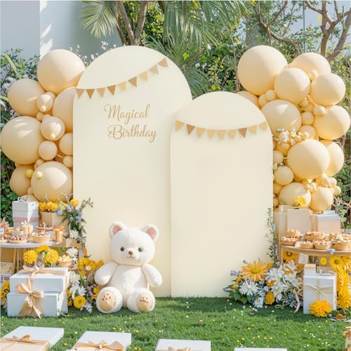 Beige Arch Cover Set of 2-7.2 and 6ft Beige Arch Backdrop Cover Spandex Wedding Arch Stand Cover for Bridal Shower Birthday Party Baby Shower Banquet Photo Arches Background Decorations by Suppromo
