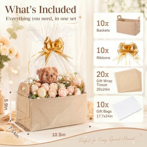 Mifoci 10 Pack Felt Gift Basket Empty Set, Baskets for Gift Empty Bulk - Image 2
