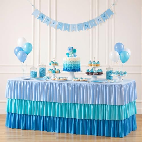 Suppromo Blue Tablecloths for 6 Foot Rectangle Tables Pastel Gradient Blue by Suppromo