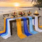 12 Pcs Amalfi Coast Party Decoration Blue Yellow Table Runner - Image 5