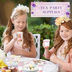 Ziliny 350 Pcs Tea Party Supplies Serves 50 Disposable Paper Plates Napkins Cups Plastic Cutlery Dinnerware Set for Wedding Birthday Baby Shower Tea Party Decoration - Image 4