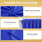 20x10ft Royal Blue Backdrop Curtains for Wedding Parties Wrinkle Free Royal Blue Curtains Photo Backdrop Drapes for Photography Birthday Baby Shower Soft Fabric Party Backgournd for Photoshoot - Image 2