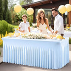 PARTISKY Blue Spandex Tablecloth for 6ft Rectangle Tables, Stretchable Table Cover Skirt for Folding Tables Weddings Parties Banquets Events Trade Shows and Dessert Table - Image 5