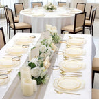 ejonirinjonir 180pcs Elegant Double Gold Rim Ivory Plastic Plates for Proms - Image 4