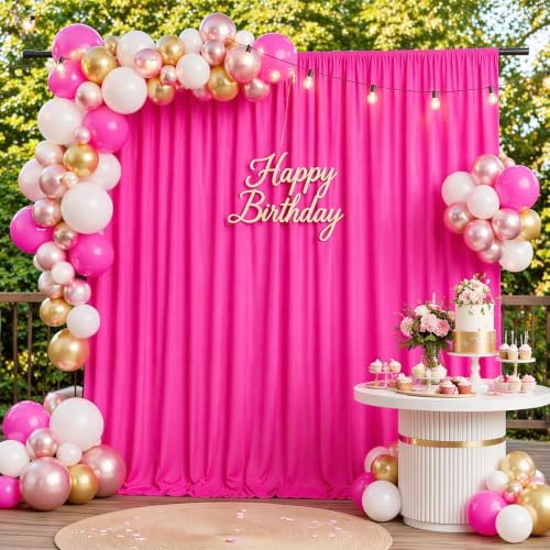 Fuchsia Backdrop Curtains 10ftx10ft Birthday Polyester Photo Drapes by SoarDream