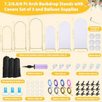 Arch Backdrop Stand and Cover Set of 3, 7.2ft 6.6ft 6ft Metal Arch Backdrop Stand with Spandex White Back Drop Covers Balloon Arch Kits, Gold Arch Stand Frame for Wedding Birthday Party Baby Shower - Image 3
