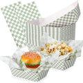 Geosar 200 PcsGingham Paper Food Tray with Wax Paper,Green White by Geosar