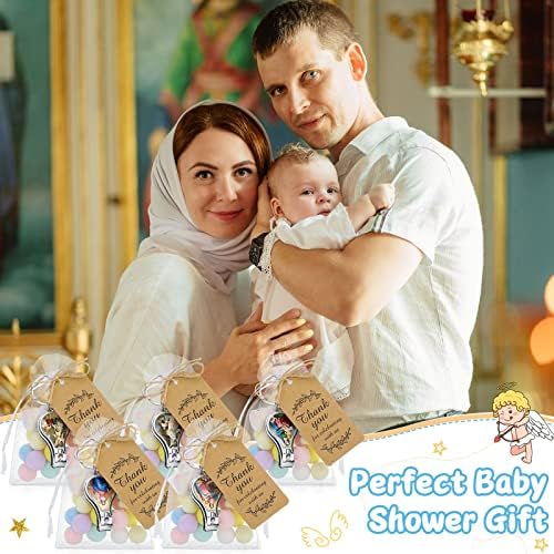 Karenhi 50 Set Baptism Party Favors for Guests Angel Keychain with Nail Clipper and Bottle Opener Baptism Favors Souvenirs Gifts with Thank You Tag Organza Bags for Baby Shower Birthday Party - Image 5