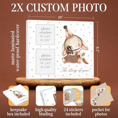 Baby Book Keepsake for New Born First 5 Years, Baby Memory Book with 24 Monthly Milestone Stickers, Memory Book & Baby Photo Album from Pregnancy to Age 5, Gender Neutral Gifts for Baby Shower - Image 2
