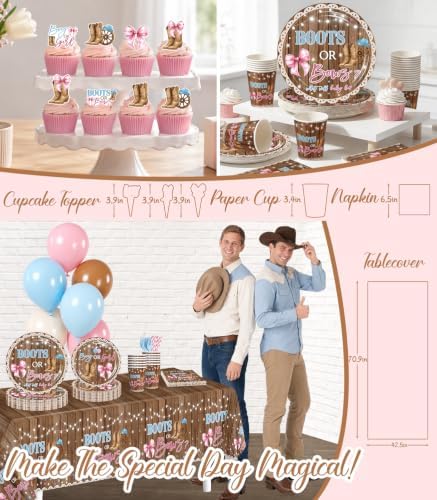 Cocomigo Boots or Bows Gender Reveal Decorations,Serves for 25 - Image 5