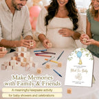 Winnie Baby Shower Decorations, Winnie Baby Shower Blocks Game Set, Fun Party Activity Set, 24 Acrylic Paint Pens with 50 Blank Wooden Blocks for Baby Shower Game and Table Decorations, Gender Reveal - Image 4
