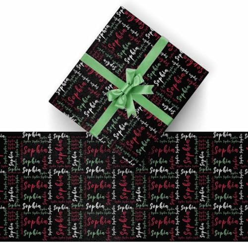 AOFUN Personalized Wrapping Paper with Name/Text Wrapping Paper Roll with Printed Name Christmas Wrapping Supplies Valentines Paper 3 Rolls 58" x 23" - Image 2