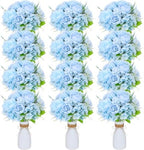 12 Set Artificial Hydrangea Peony Flowers with Vase, Blue by Unknown