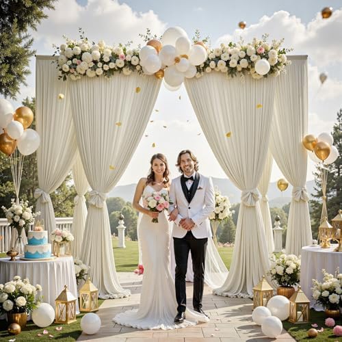 20 ft x 10 ft Wrinkle Free Champagne Backdrop Curtain for Parties, 4 Panels 5x10ft Silky Polyester Wedding Backdrop Drapes Photo Back Drop Cloth for Birthday Baby Shower Photography Background - Image 2