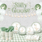 VioraWhite 183 Pcs Silly Goose Birthday Party Set Classical Sage Green - Image 4