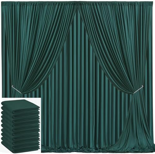 50x10ft Hunter Green Backdrop Curtain for Wedding Parties Wrinkle Free Fabric Dark Green Drapes Backdrop Decoration for Baby Shower Birthday Photography Decoration 10 Panels, 5ft x 10ft by Gogoparti