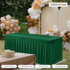 4 Pack Spandex Table Skirts 8ft,Hunter Green for Christmas Decor - Image 6