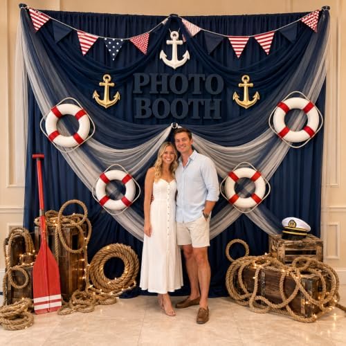 30ft x 10ft Navy Blue Backdrop Curtains, Wrinkle-Free Fabric Photo Background for Graduation Ceremony Corporate Events Wedding Black Tie Photography Studio Display Decorations - Image 7