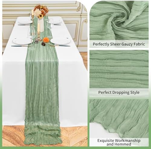 24 Pack Sage Green 10Ft Cheesecloth Table Runner - Image 3