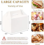 TryDrem 30 Pack Large Gable Boxes with Handles, 9x6x6 Inch Spacious Capacity Party Favor Boxes, White Treat Box for Gifts, Bread, Cookies, Lunch, Bakery, Wedding, Birthday, Picnic - Image 2