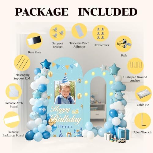 6FT 6.6FT Custom Foam Arch Backdrop Board with Stand, Personalized Foam Arch Backdrop Board with Name Photo, Birthday Party Ceremony Indoor Outdoor Use Decor for Him Men - Image 5